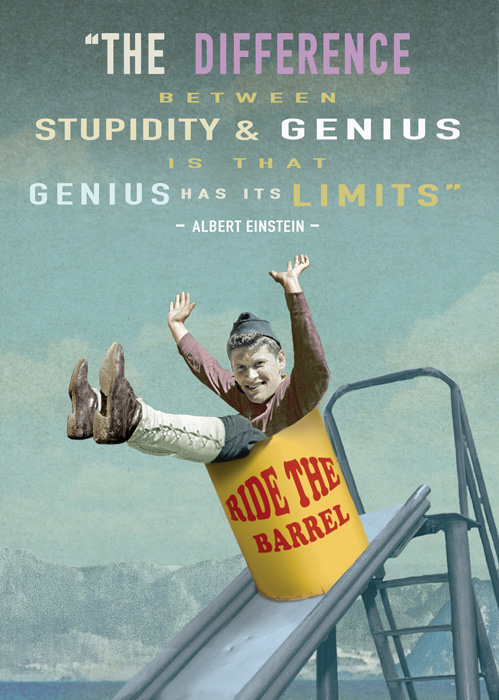 "Stupidity and Genius" Albert Einstein Quote Greeting Card - Click Image to Close